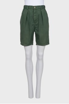 Green denim shorts