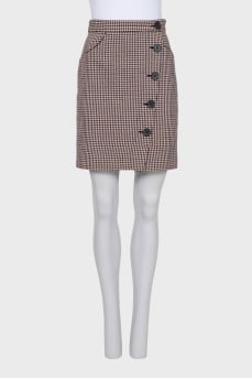 Straight skirt in houndstooth print