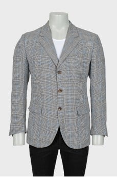 Men's Grey Plaid Blazer