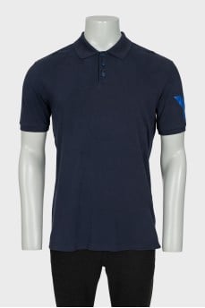Men's blue polo shirt with brand logo