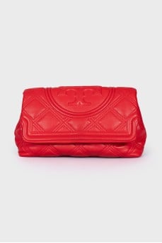 Red quilted clutch