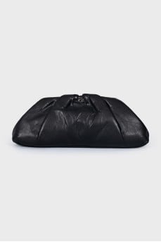 Black leather clutch
