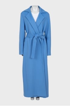 Blue oversized coat with belt