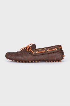 Men's brown leather moccasins