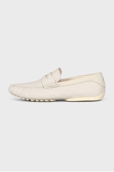 Men's leather loafers with embossing