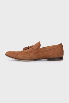 Men's brown suede loafers