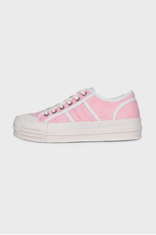 Pink sneakers with signature monogram