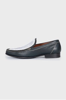Men's Black and White Loafers