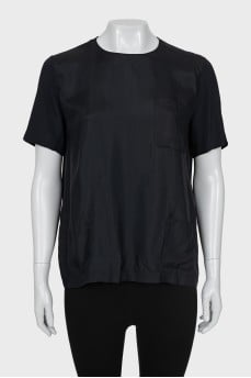 Black T-shirt with patch pocket