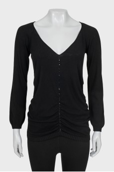 Black pullover with sequins and beads
