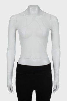 White fishnet top