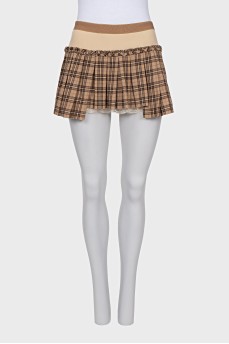Plaid pleated mini skirt