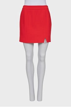 Red straight cut skirt