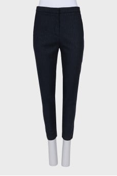 Cropped trousers with shiny stripes