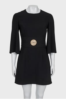 Black dress with gold logo