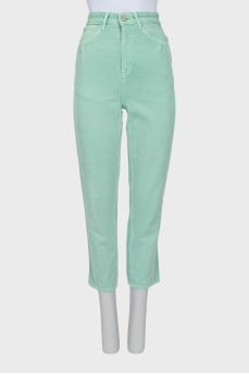 Green tapered fit jeans