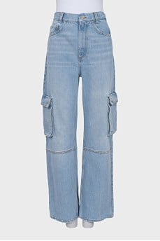 High waist wide leg cargo jeans