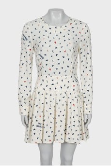 White dress with signature print