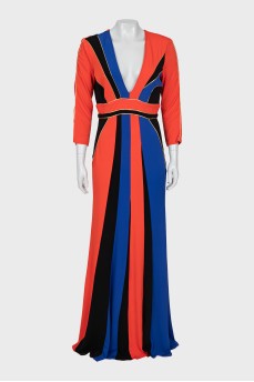 Fitted dress with accent stripes