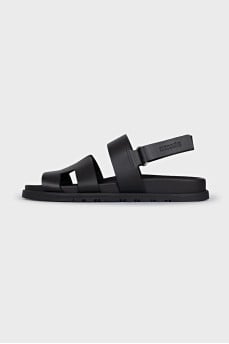 Black leather sandals