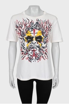 Straight white t-shirt with print