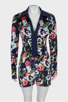 Bodycon jumpsuit with textured print
