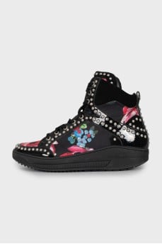 Textile sneakers with floral print