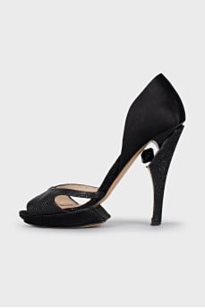 Black shoes made of textile and leather
