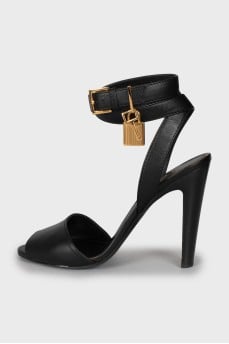 Black leather sandals