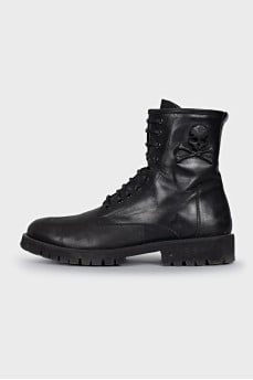 Men's leather zippered boots