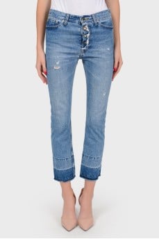 Button down cropped jeans