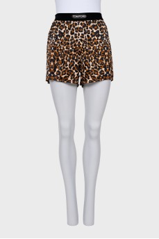 Animal Print Silk Shorts
