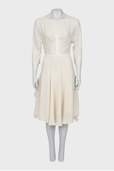 Silk dress with a shaped neckline