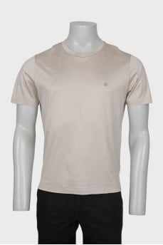 Men's beige t-shirt with embroidered logo