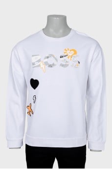 Men's White Sweatshirt with Patches
