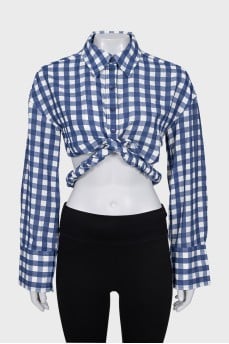 Cropped check shirt with tag