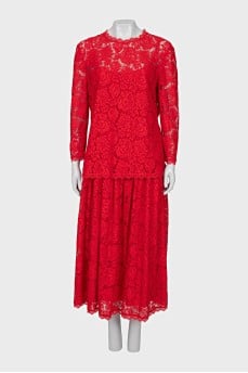 Lace skirt and blouse suit with tag