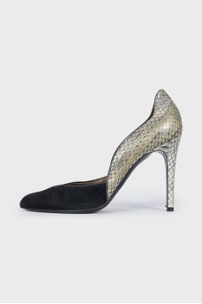 Suede and snakeskin shoes