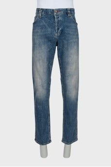 Men's straight fit jeans with buttons