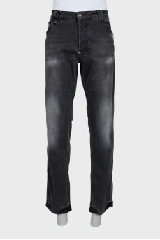 Men's straight fit jeans with logo