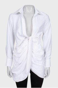 Button down draped mini dress