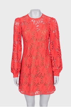 Lace long sleeve mini dress