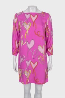 Straight cut dress with holes on the sleeves