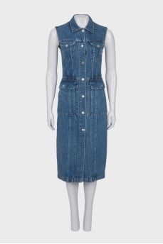 Denim dress with buttons and pockets