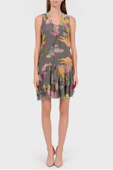 Gray sundress with lacing on the chest