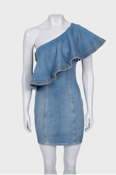 One Shoulder Denim Dress