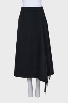 Wool skirt with fringe
