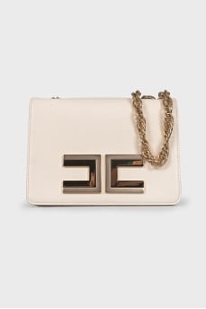 White leather bag with gold chain
