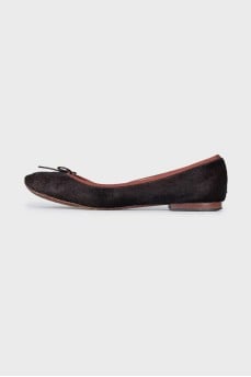 Pony skin ballet flats with bow