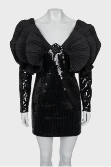 Dress with sequins and voluminous decor